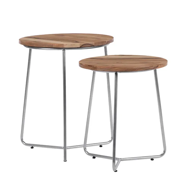 ECD Germany Möbel Tables gigognes rondes manguier naturel/argenté lot 2