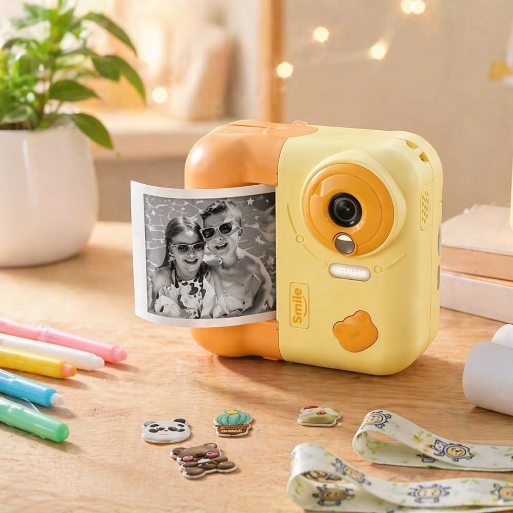 Instakid Appareil Photo Enfant Jaune Impression 48MP