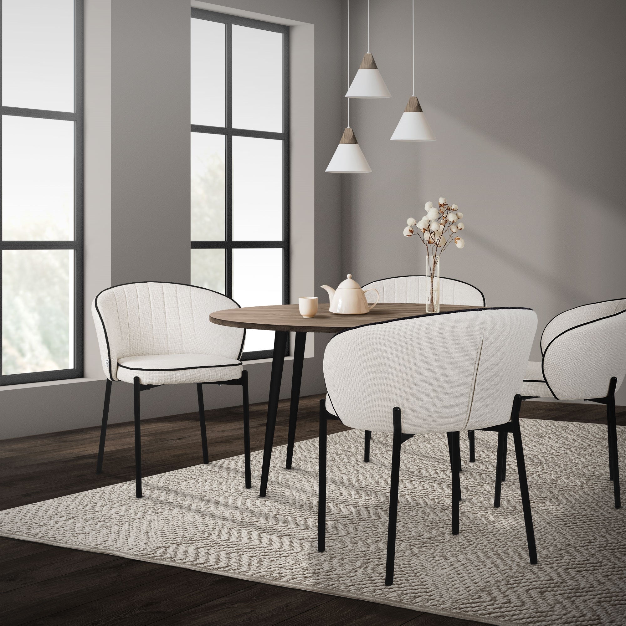 ECD Germany Möbel Lot 2 Chaises Beige Tissu Accoudoirs
