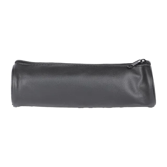 Trousse Imitation Cuir Noir Compacte Scolaire