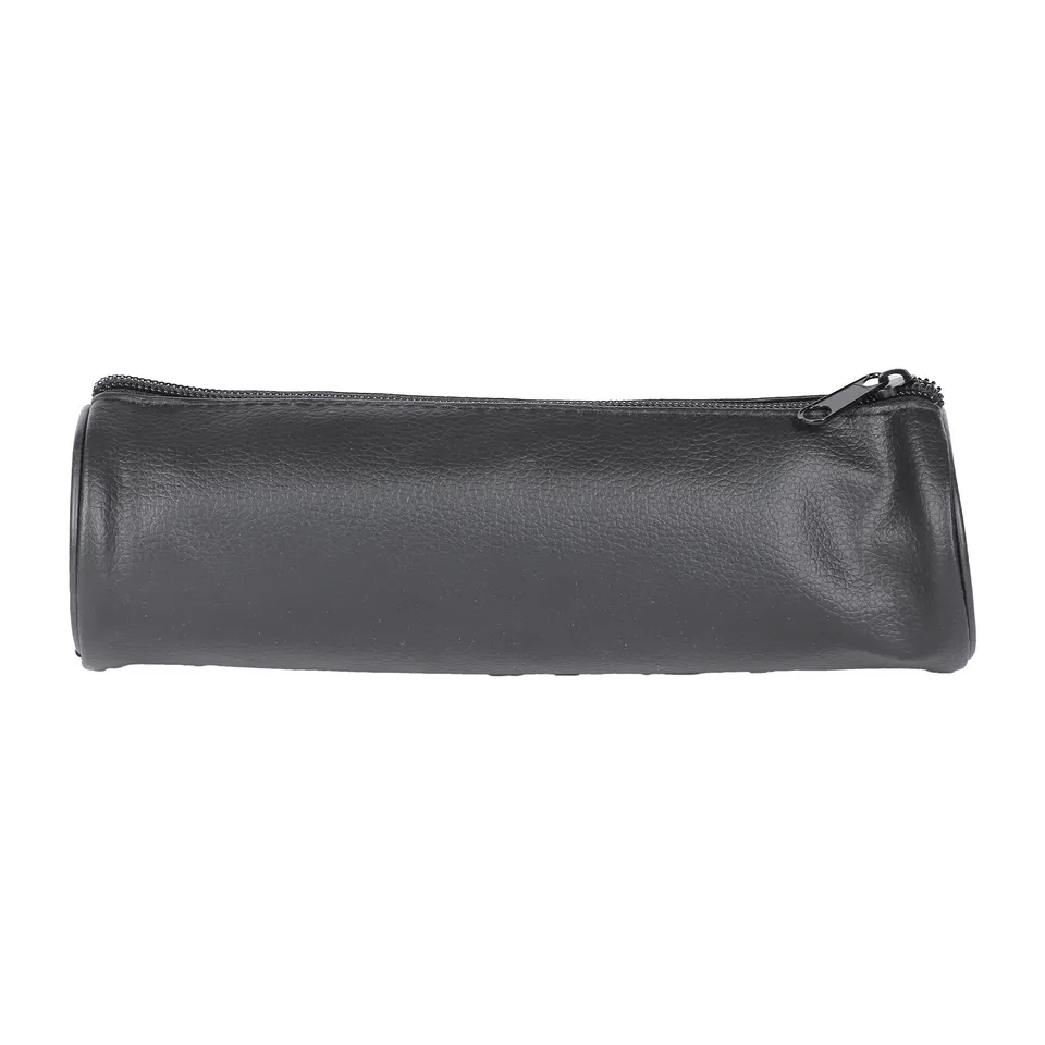Trousse Imitation Cuir Noir Compacte Scolaire