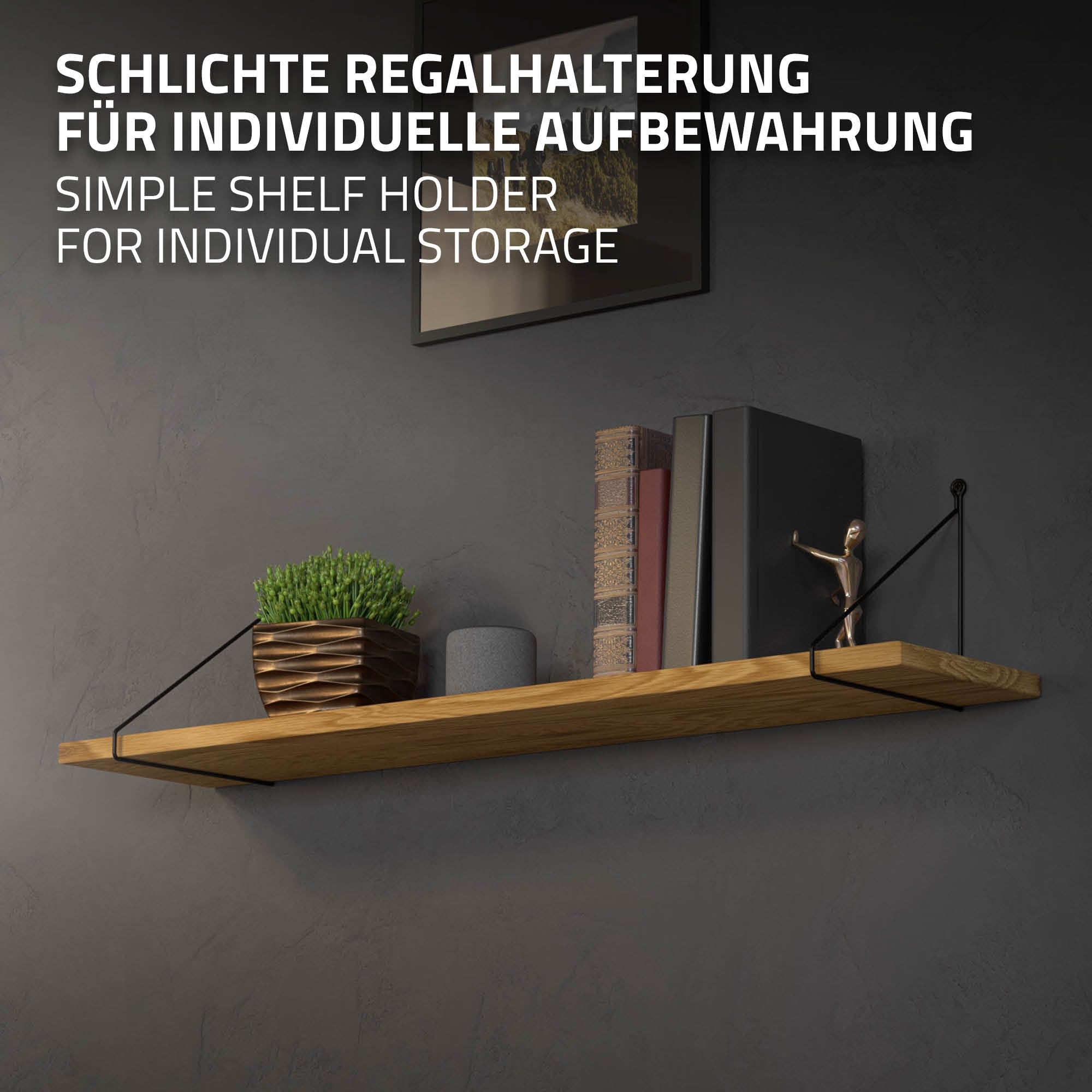 ECD Germany Möbel équerre étagère 250x250 mm noir acier