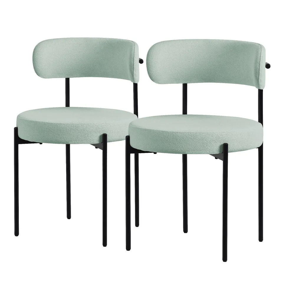 ECD Germany Möbel chaise salle à manger bouclé vert lot de 2