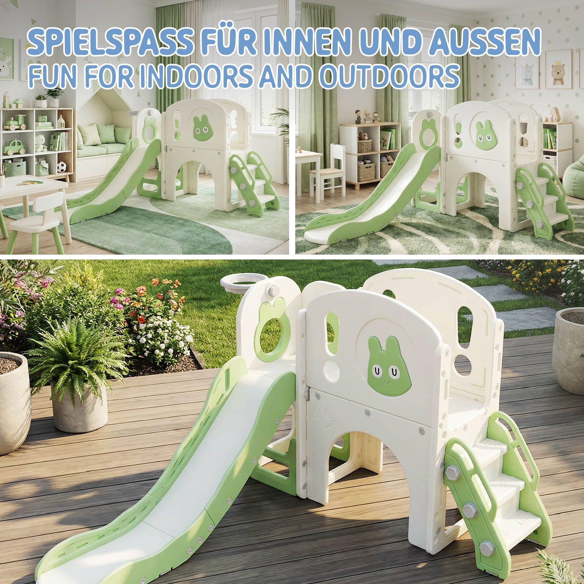 Joyz 5 en 1 tour toboggan enfant vert clair avec panier