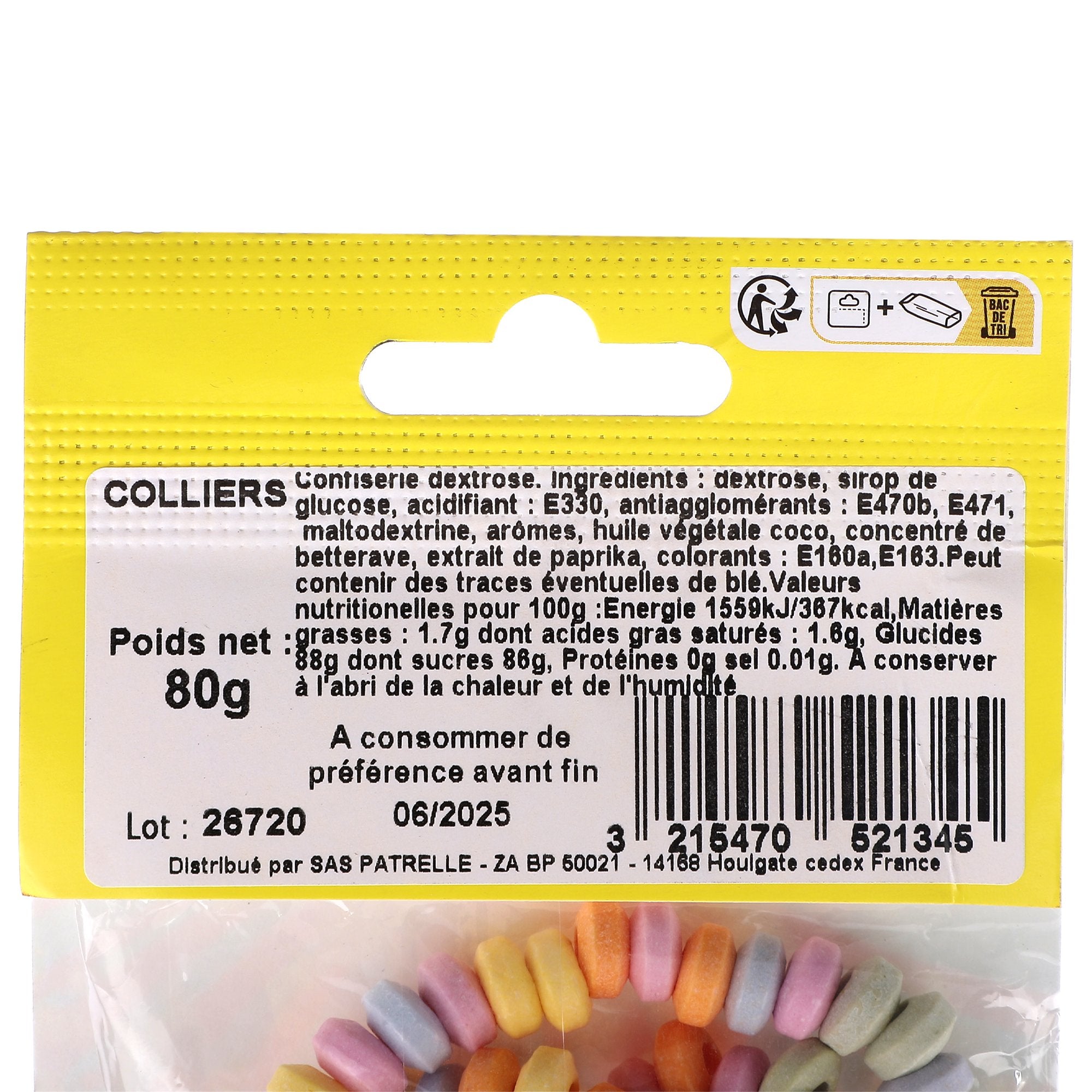 Sachet de bonbons sucrerie fête à partager