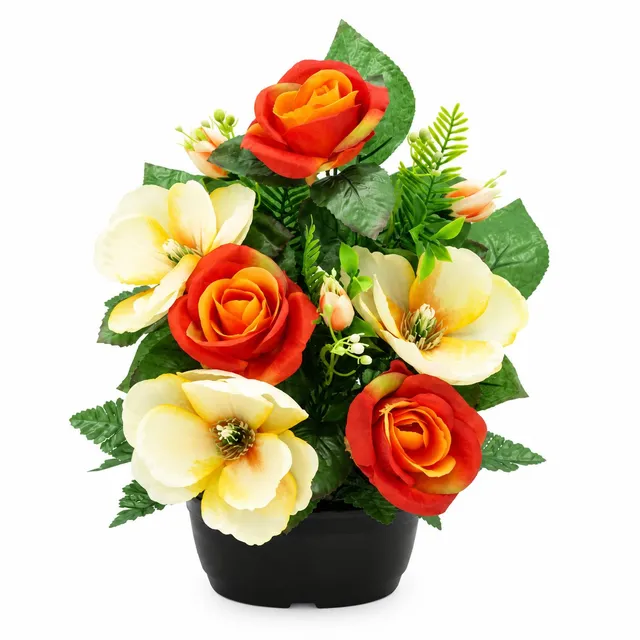 Stokomani Maison jardinière artificielle rose magnolia 36 cm