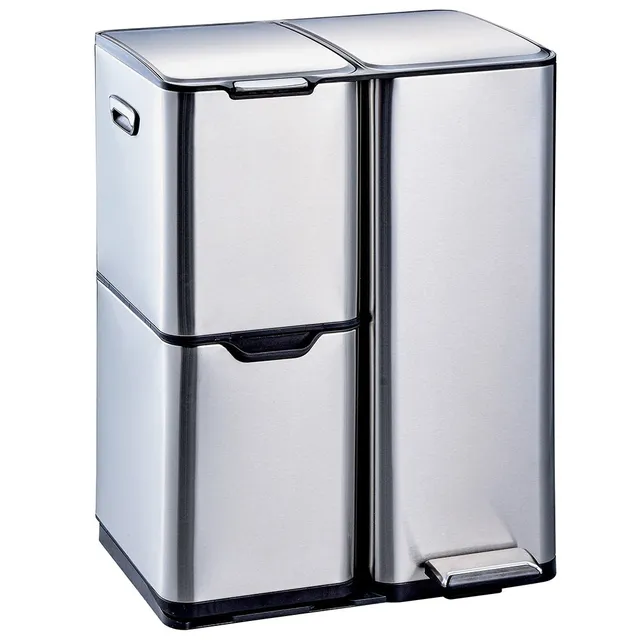 Red Deco Haja 60L poubelle tri 3 bacs inox à pédale