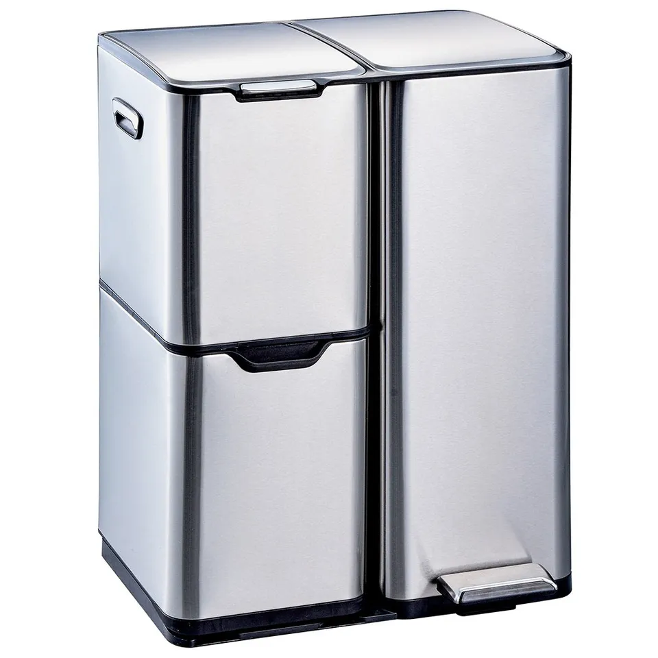 Red Deco Haja 60L poubelle tri 3 bacs inox à pédale