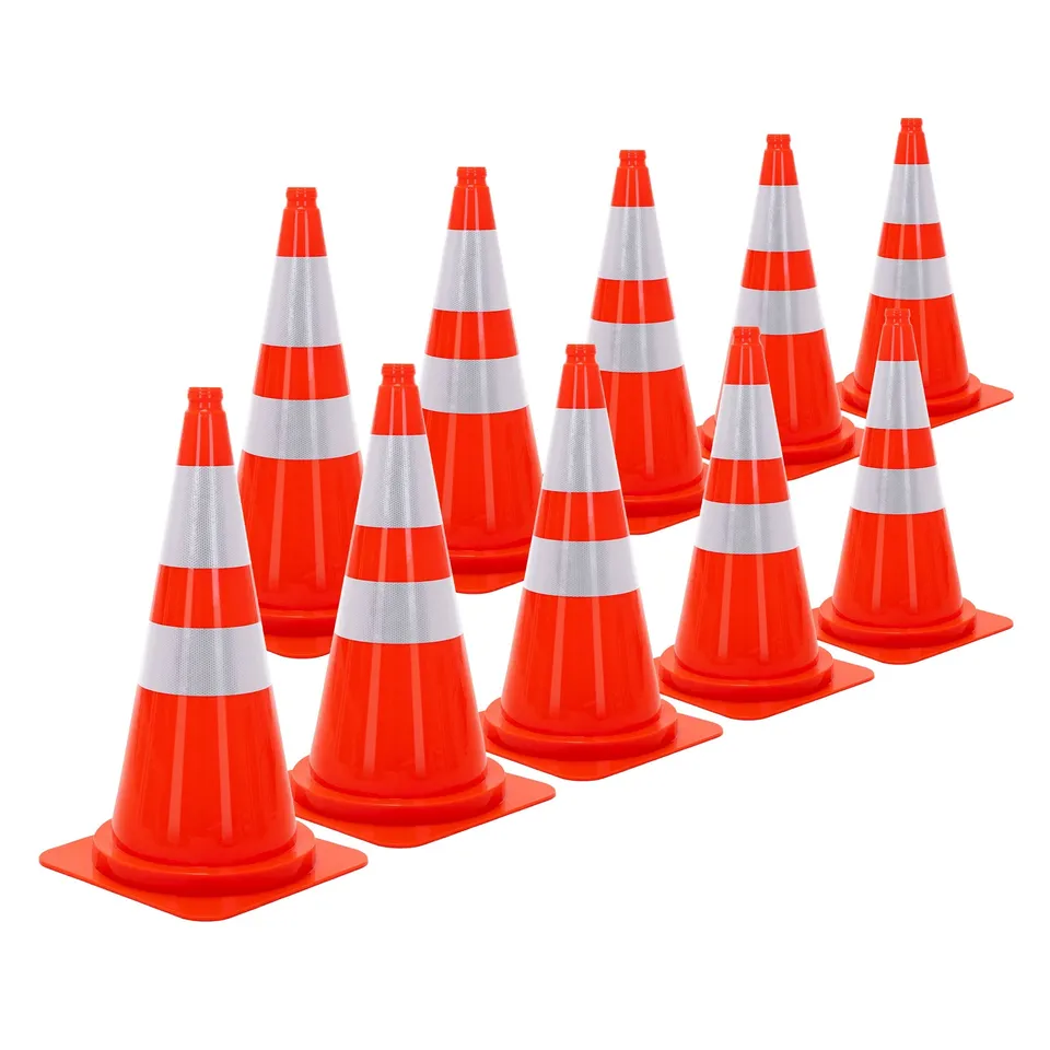 ECD Germany Cône signalisation orange 75cm à l'unité bandes réfléch.