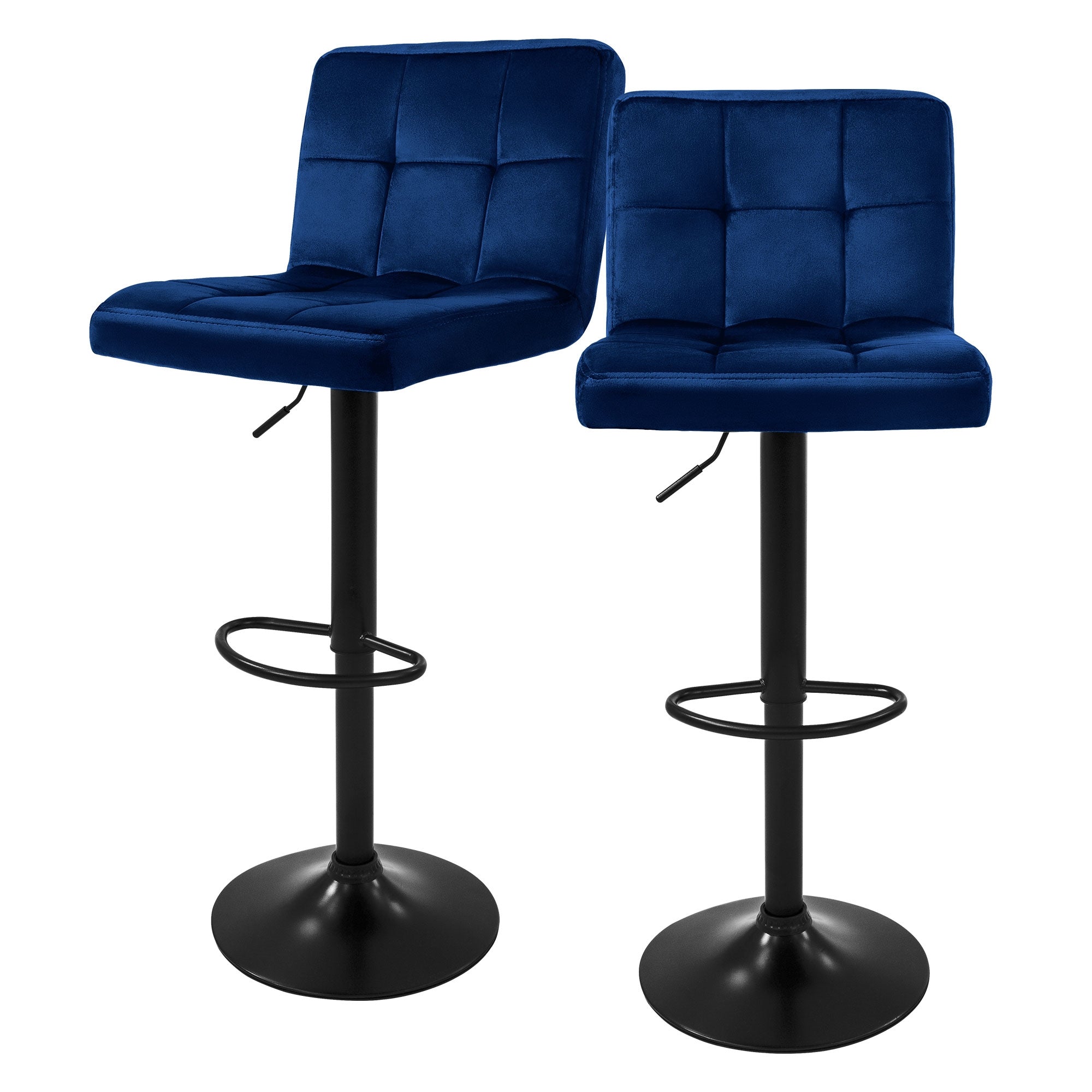ECD Germany Möbel tabouret bar velours bleu dossier lot 2 63-83cm