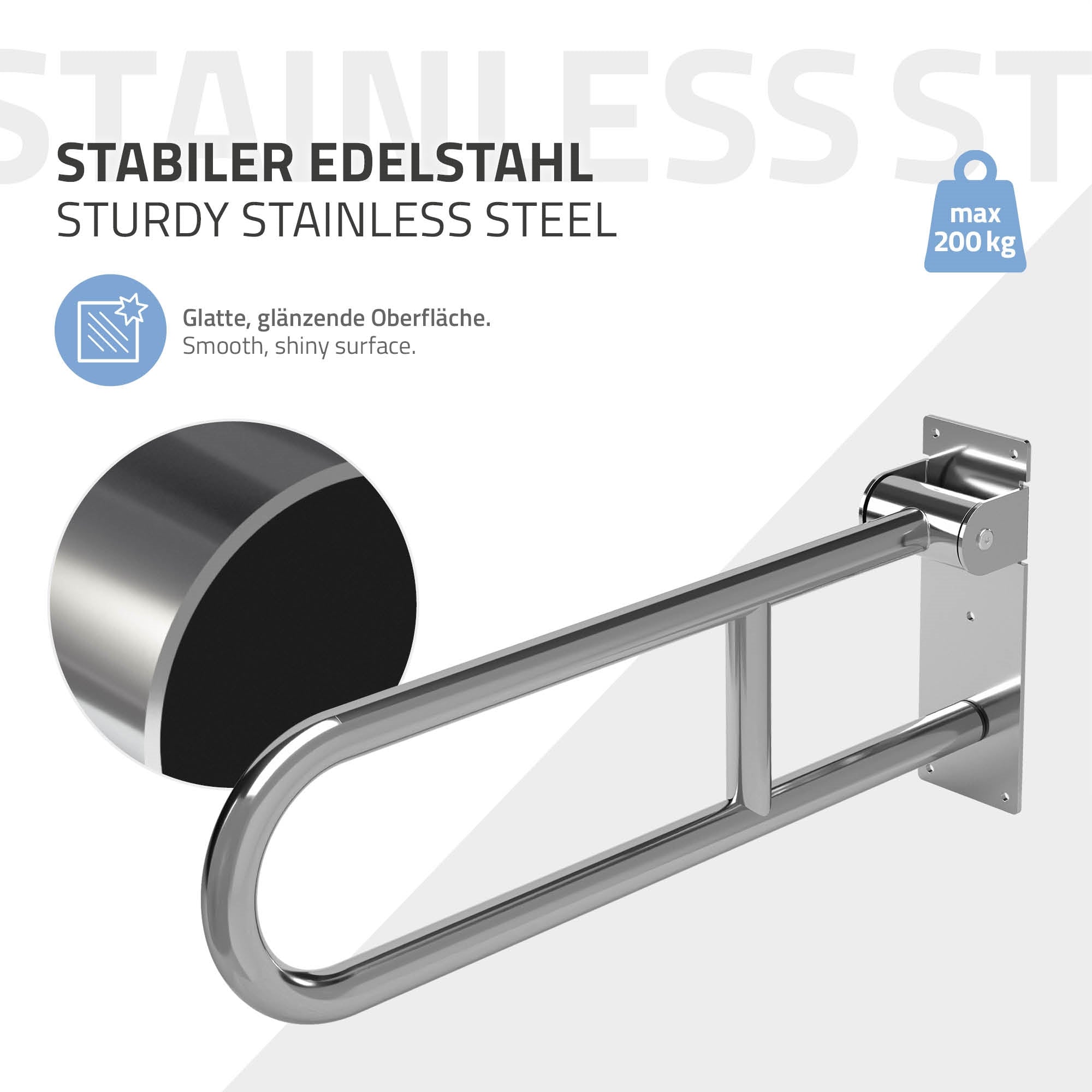 ML-Design Barre appui WC rabattable inox 60 cm 200 kg