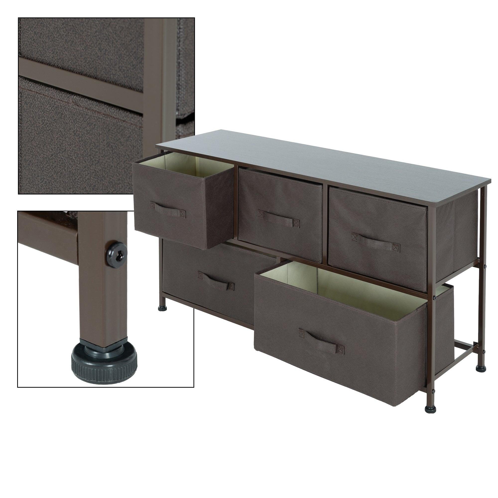 ECD Germany Möbel commode 5 tiroirs marron 100x30x54,5 cm
