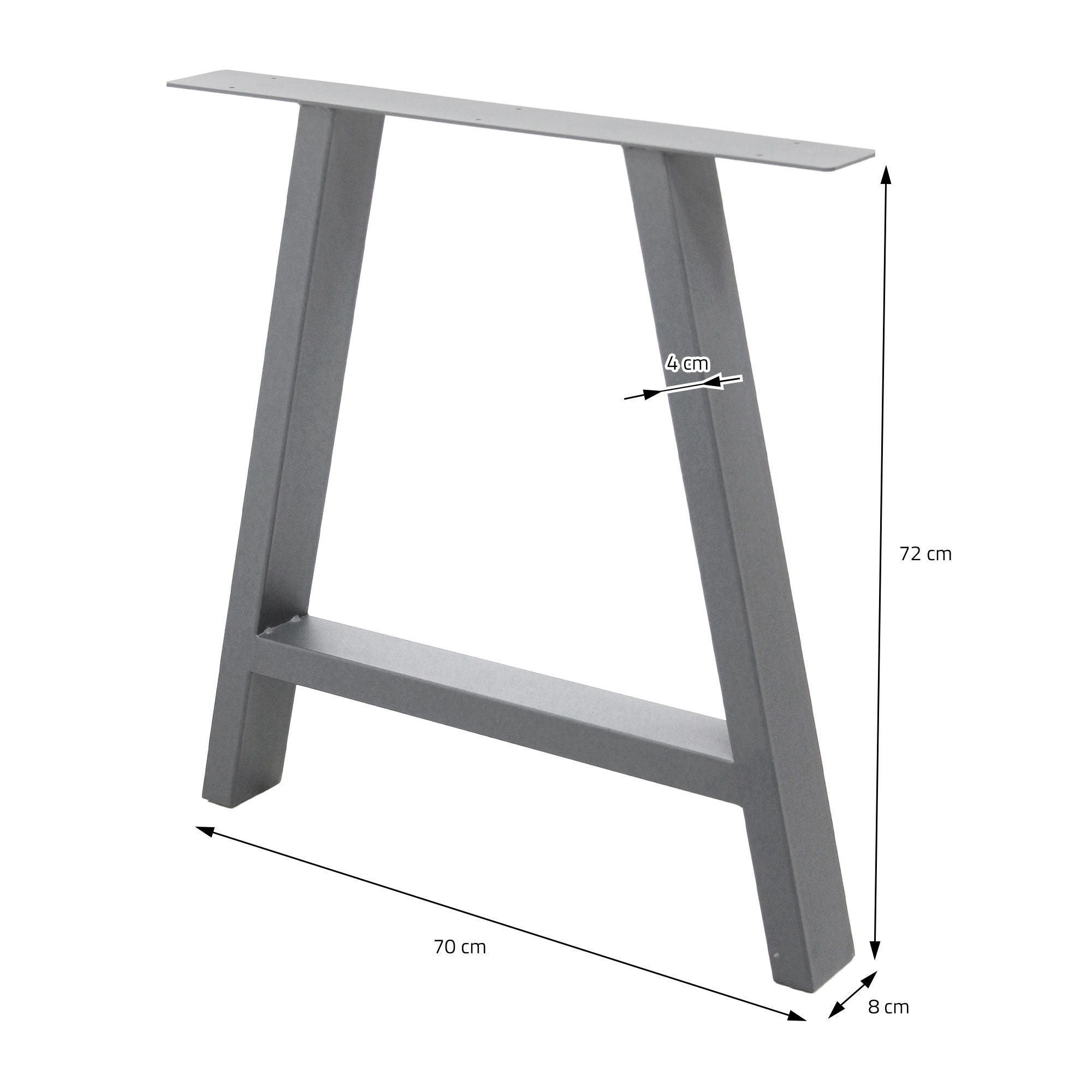 ECD Germany pieds table acier gris 70x72 cm A-design lot 2