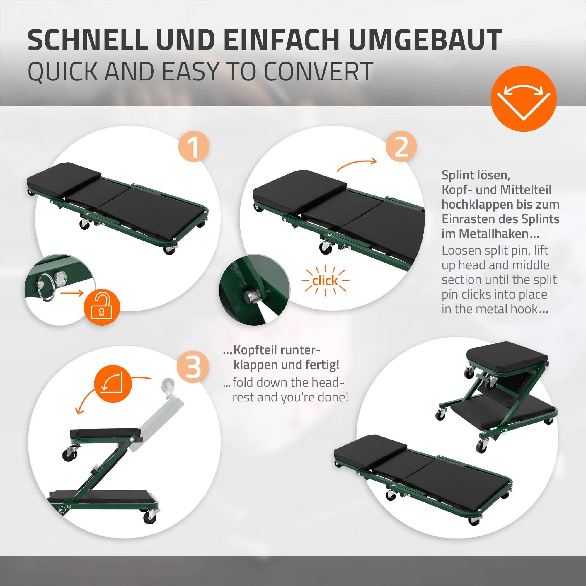 ECD Germany Atelier 2en1 siège et planche visite acier vert