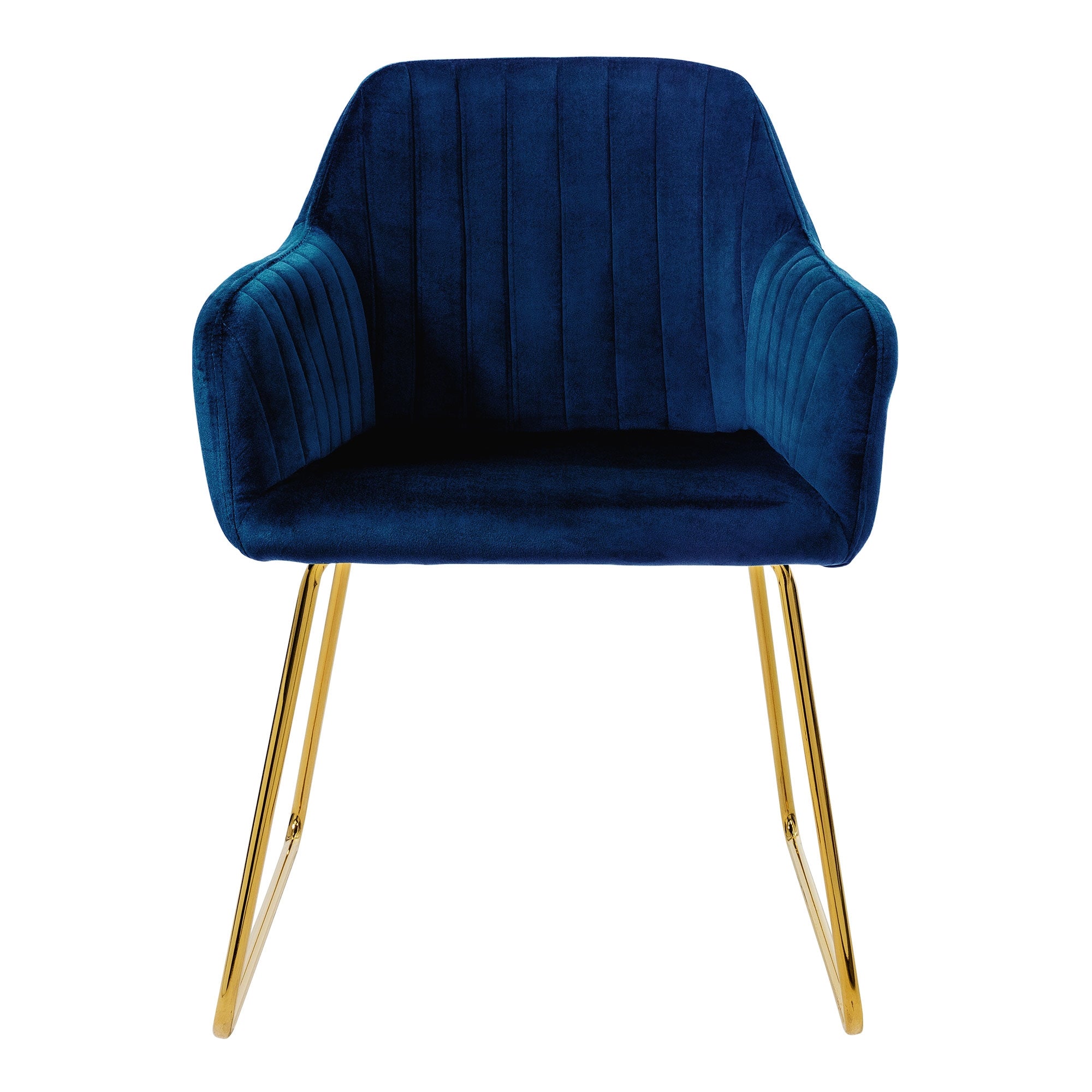 ECD Germany chaise salle à manger bleu velours lot 4 pieds dorés
