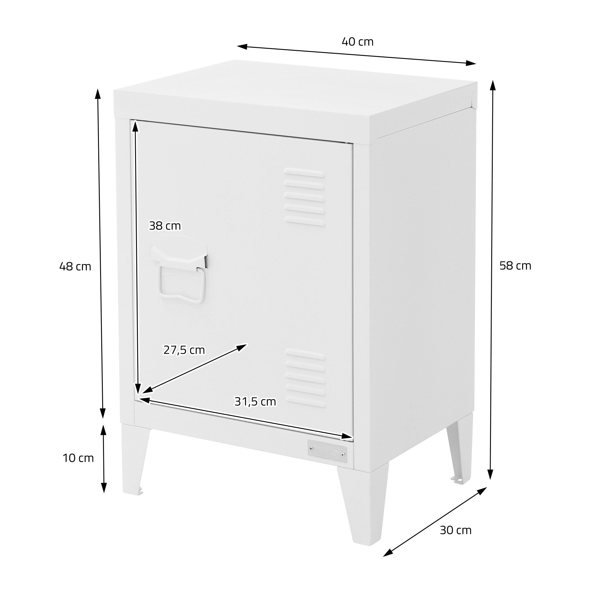 ECD Germany ML Design chevet blanc 40x30x58 cm acier