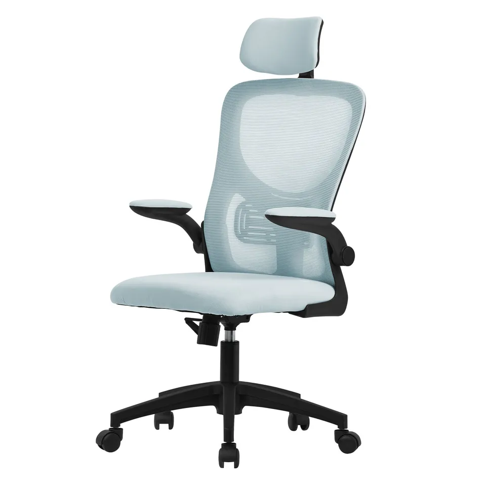 ECD Germany ML-Design chaise de bureau bleu maille appui-tête