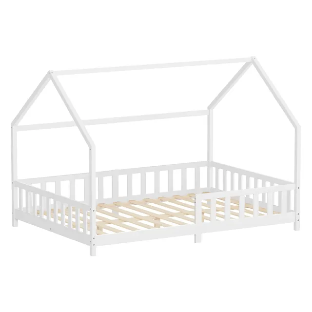 ML-Design lit cabane enfant blanc pin 140x200 cm + sommier