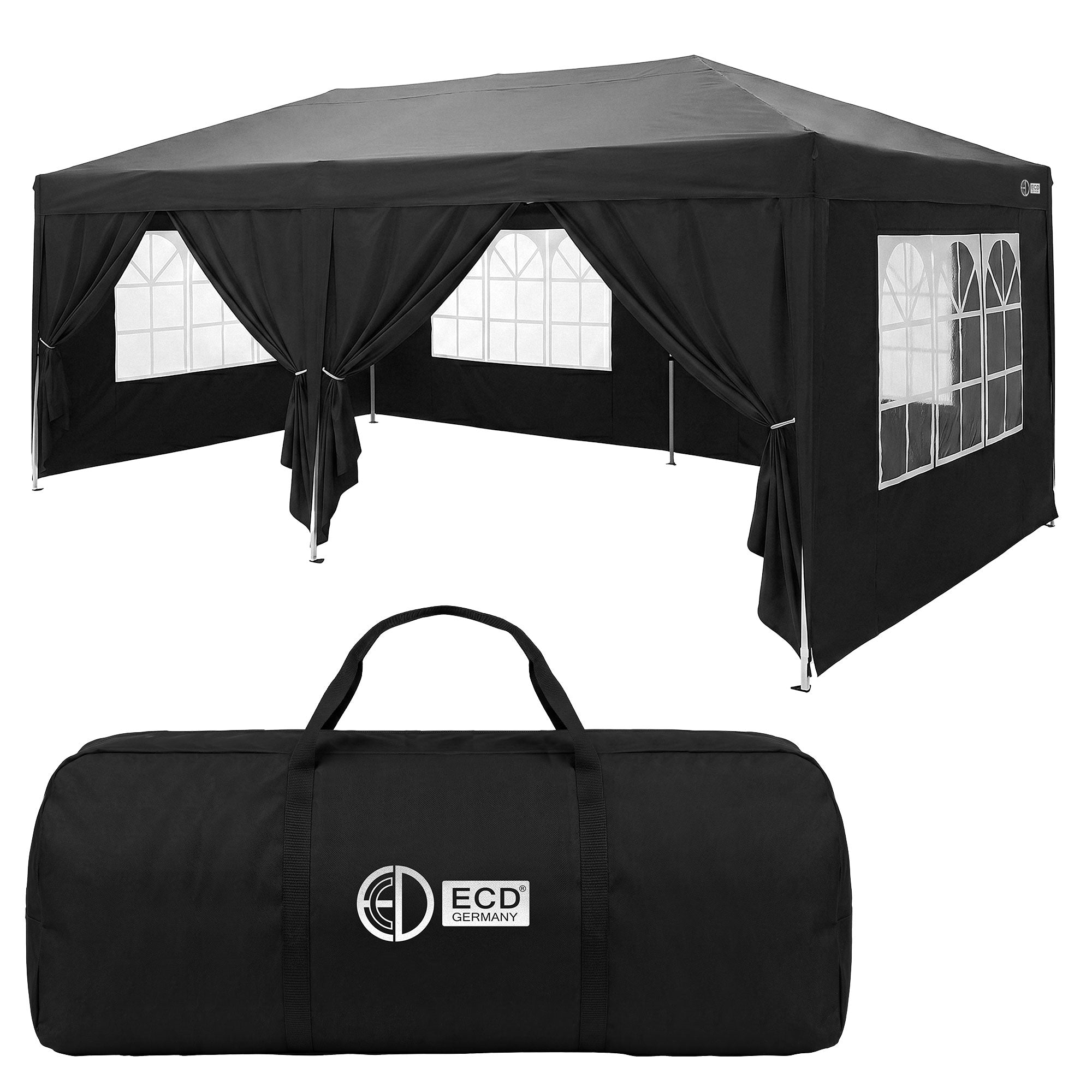 ECD Germany Garten barnum pliant 3x3 m noir avec parois