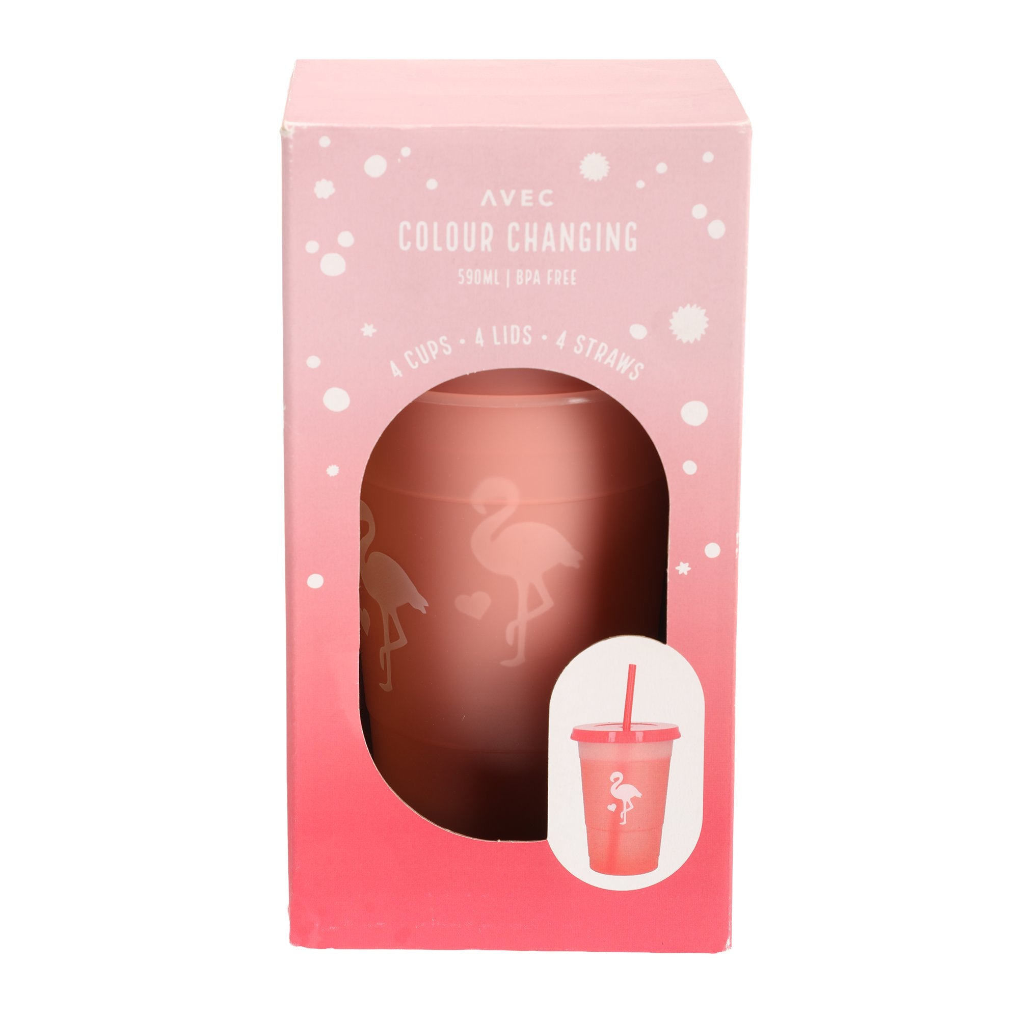 Stokomani Maison 4 gobelets paille rose changement couleur
