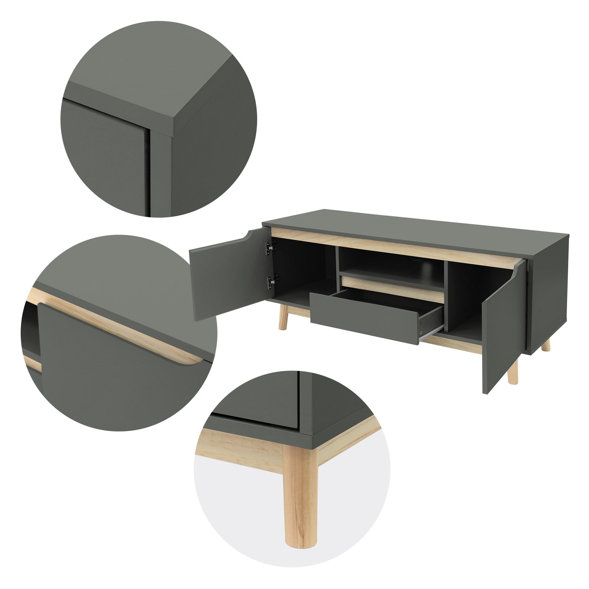 ECD Germany ML-Design meuble TV vert mat 120 cm 2 portes
