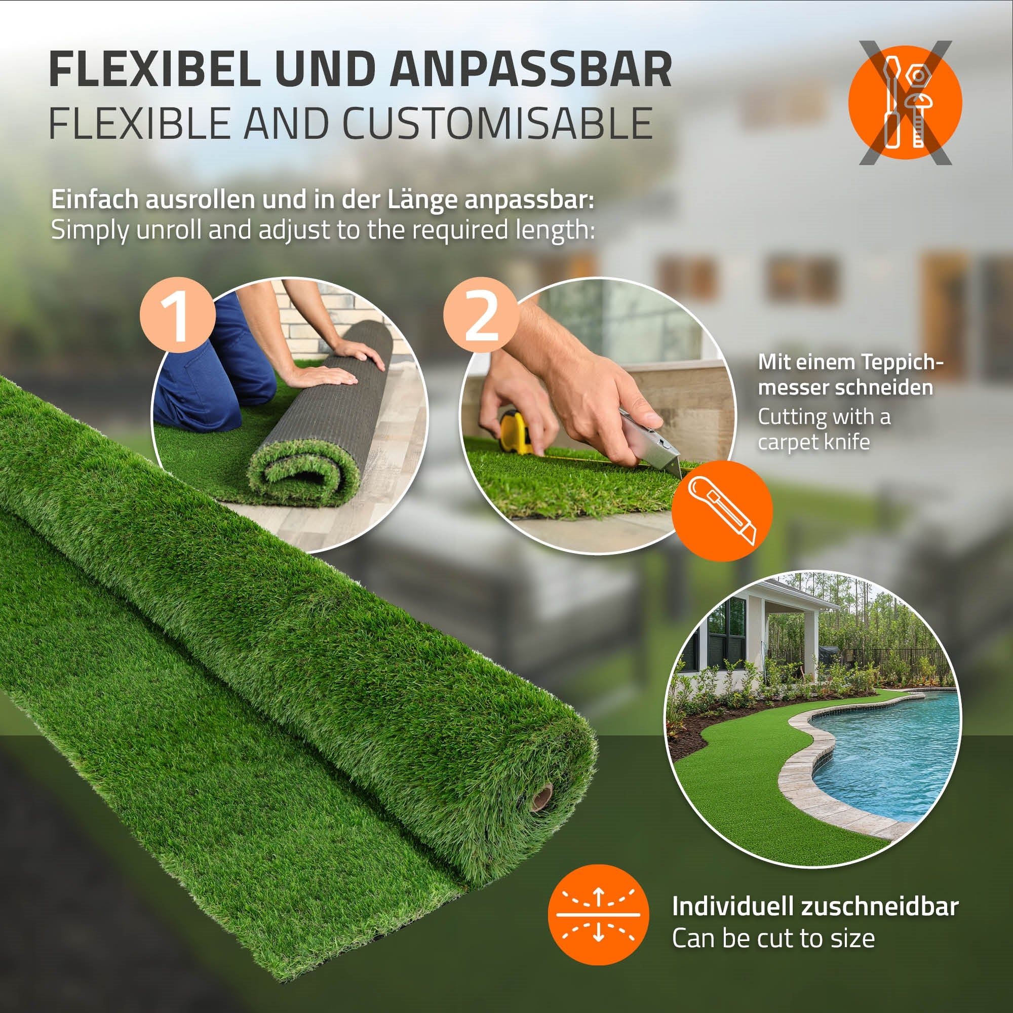 ECD Germany Garten gazon synthétique vert 150x200 cm 18 mm