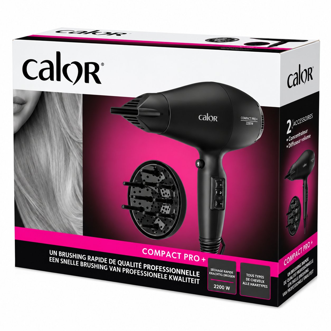 Calor Compact Pro+ sèche-cheveux 2200 W avec diffuseur