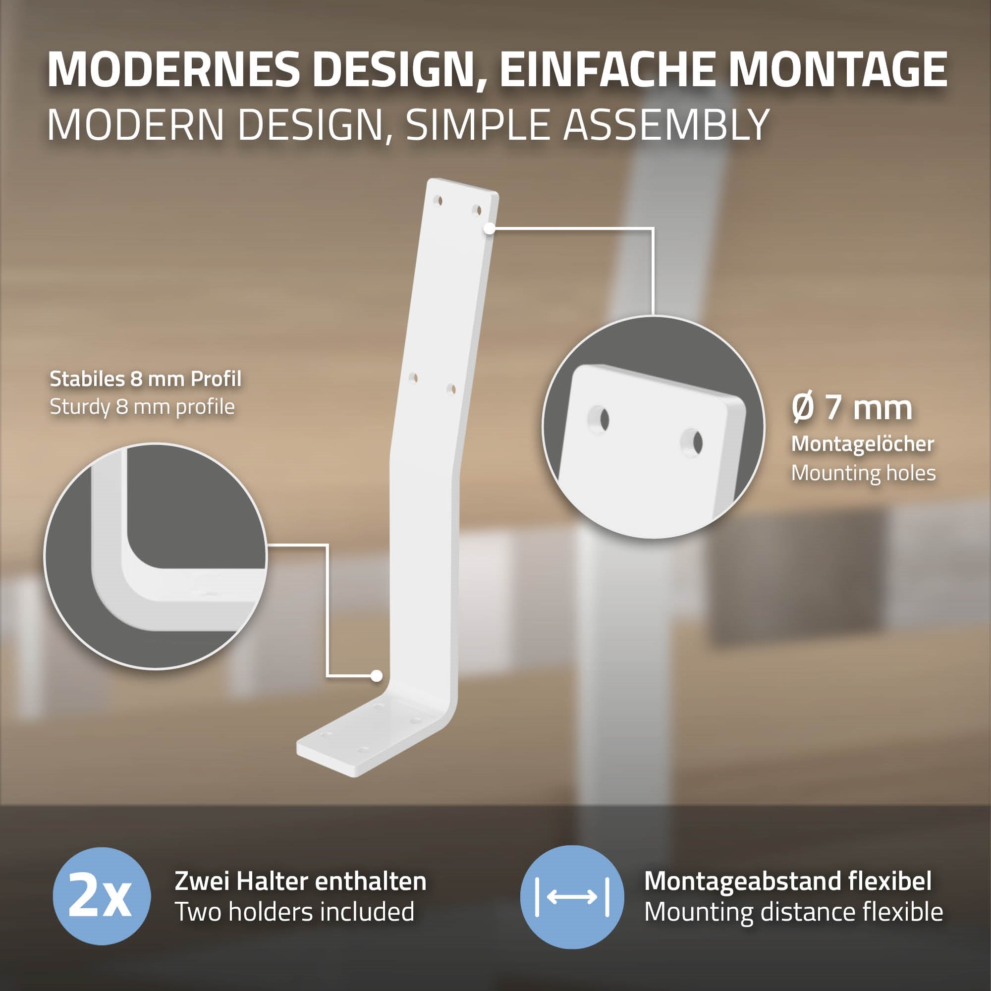 ML-Design Supports dossier de banc acier blanc 345x90mm lot 2