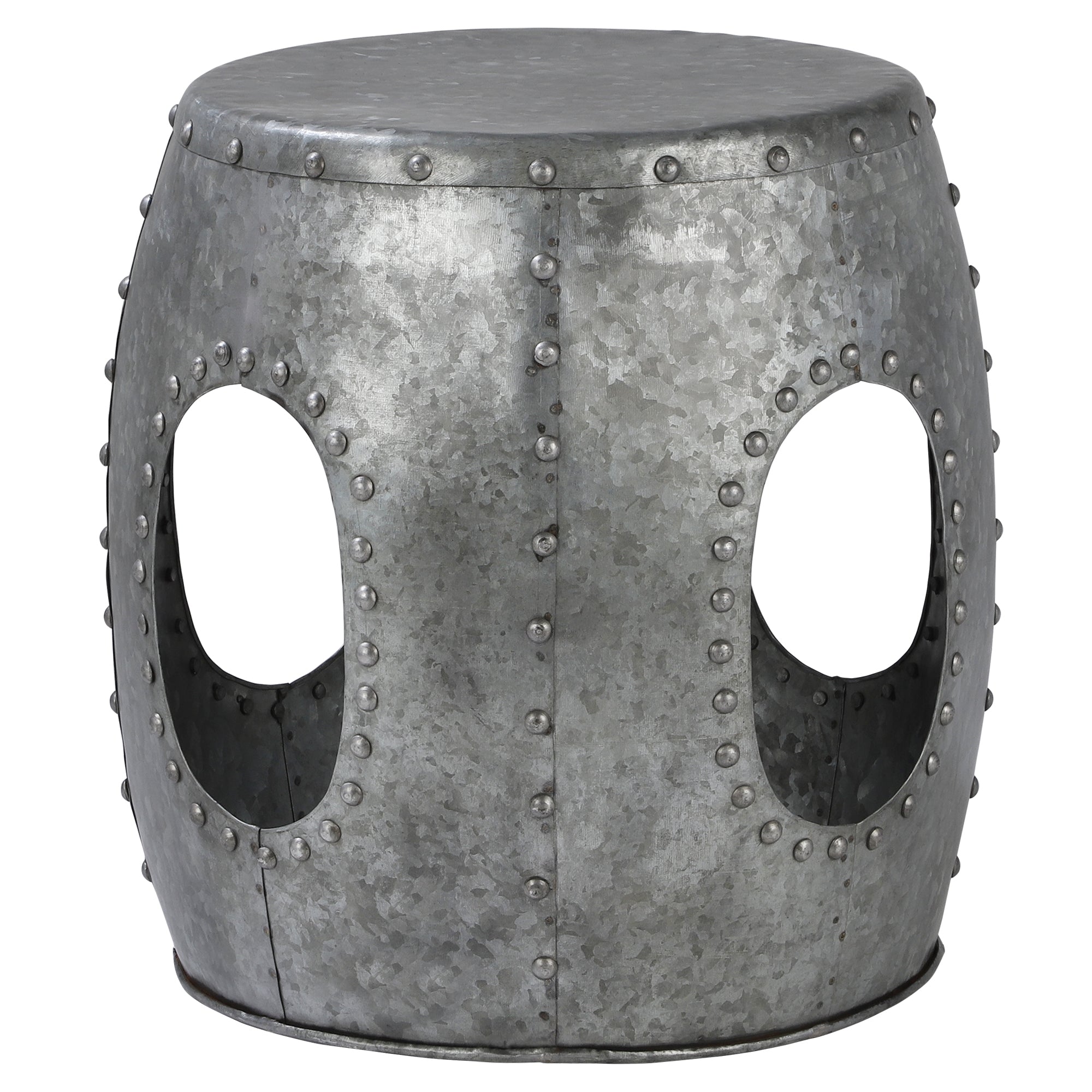 WOMO-Design table d’appoint métal argenté 38 cm cloutée