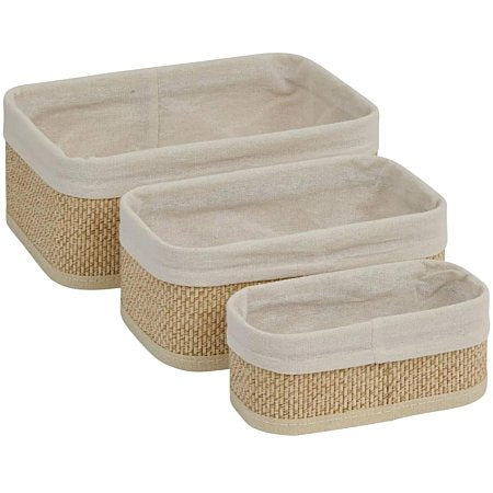 Stokomani Maison lot de 3 paniers blancs rangement