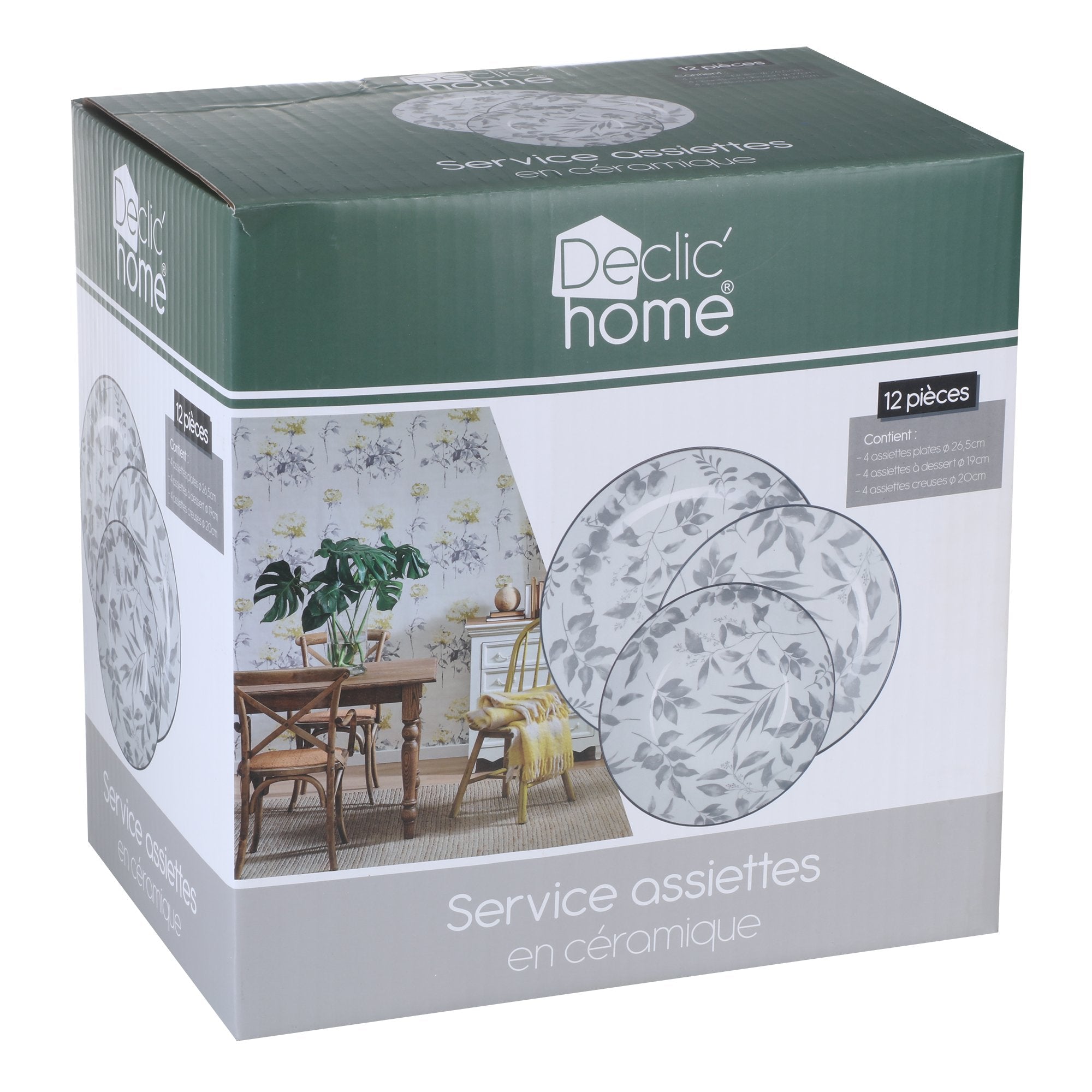 Stokomani Maison service à assiettes floral céramique vaisselle