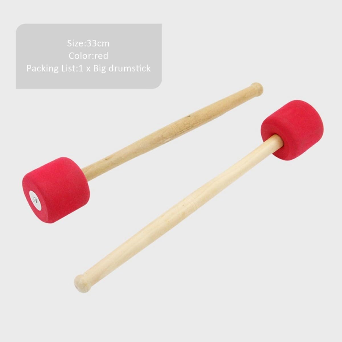 Milisten Marteau Grosse Caisse Bois Mousse Rouge 33CM