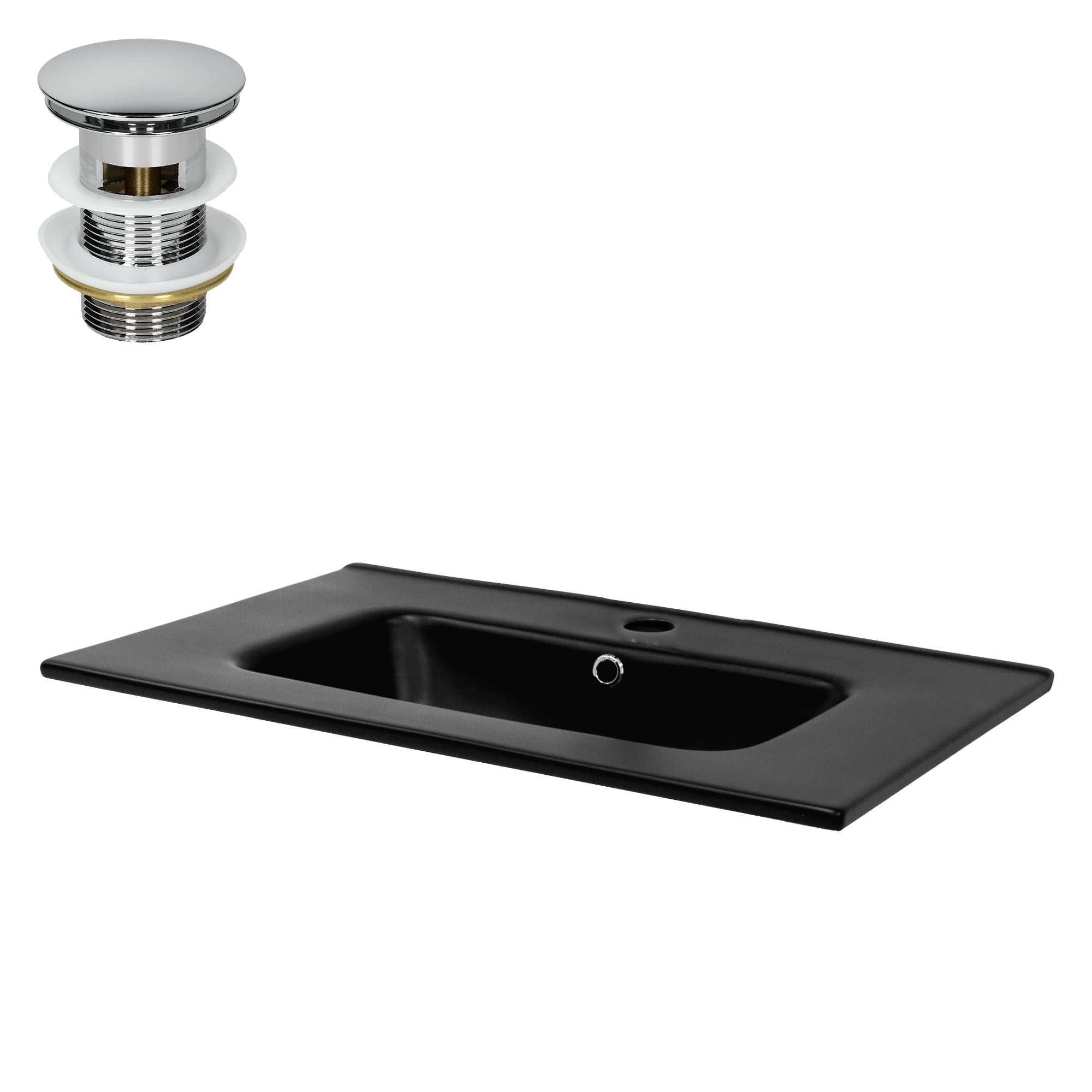 ECD Germany LuxeBath lavabo rectangulaire noir 61 cm céramique