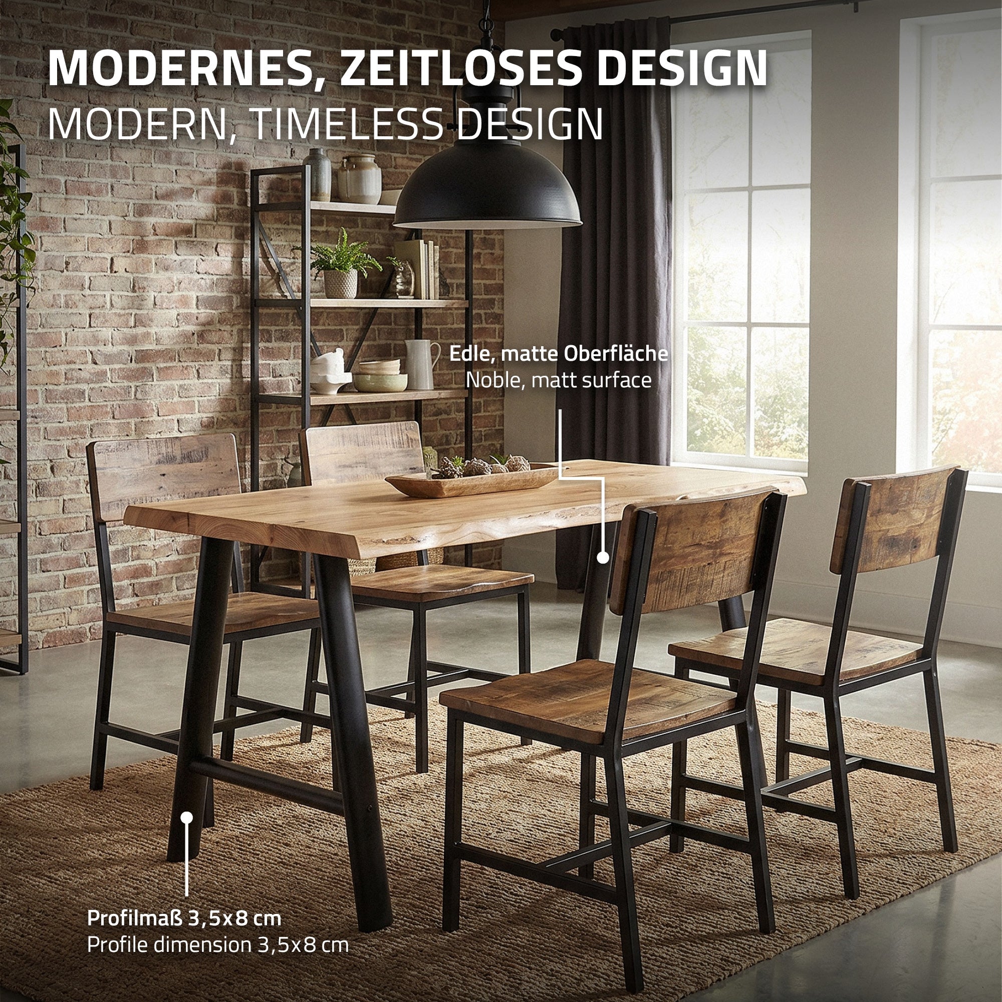 ECD Germany Möbel pieds de table métal noir 60x72 cm lot de 2 forme A
