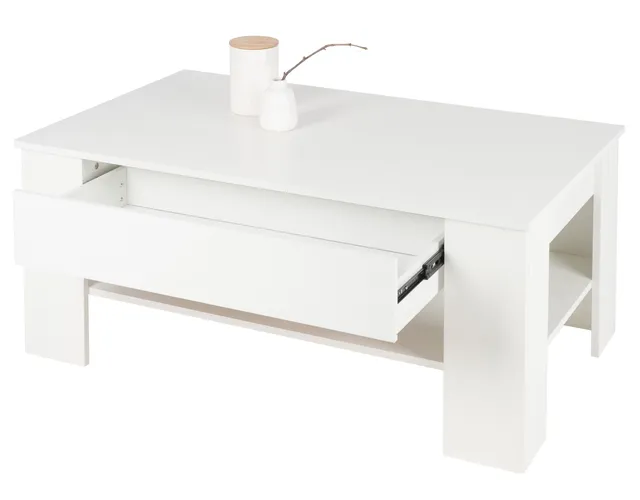 ECD Germany Table basse blanche 110x65x48 cm tiroir ML-Design