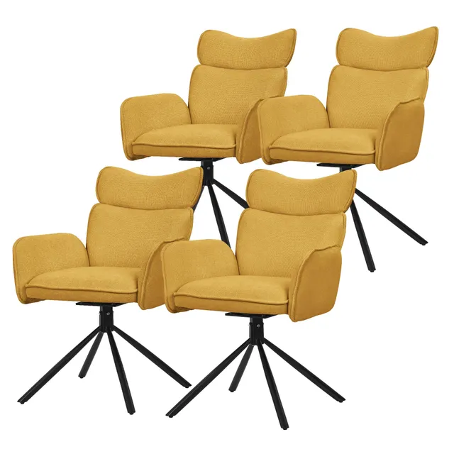 ML-Design Chaise Salle à Manger Pivotante Moutarde Lot 4 Tissu