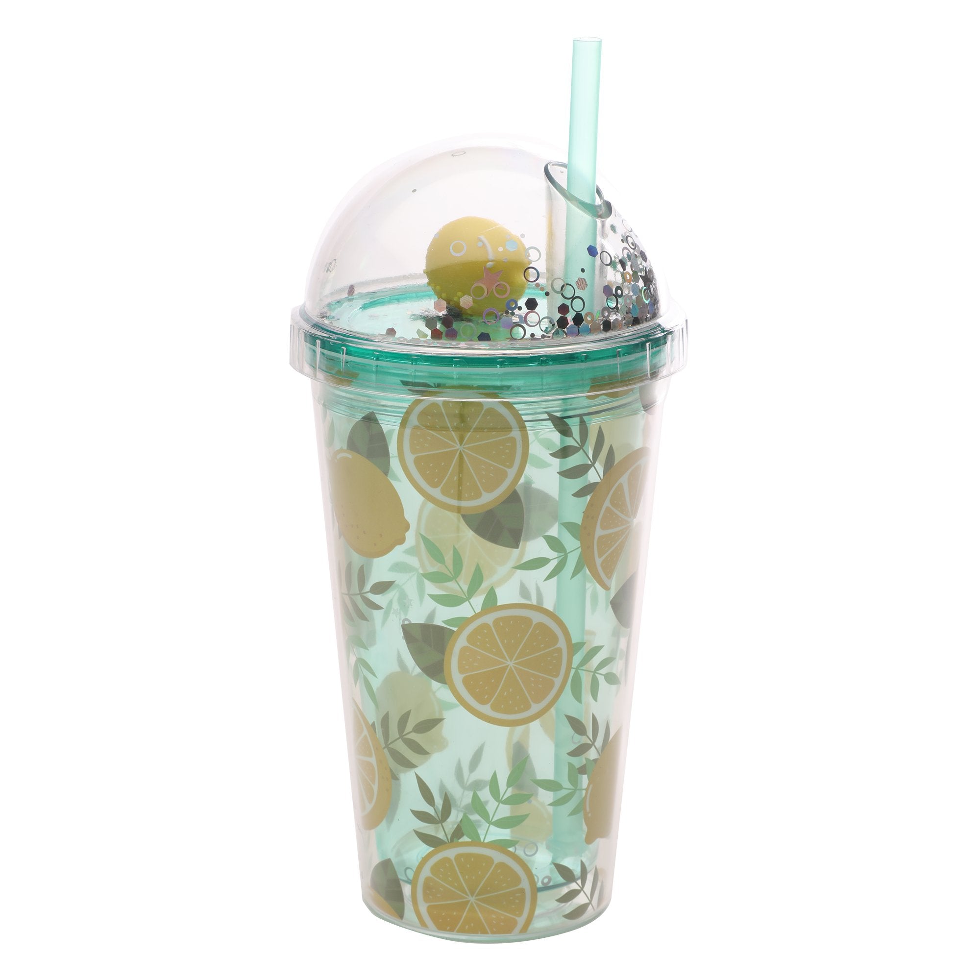 Stokomani Maison Gobelet à paille fruits plastique 740 ml jaune