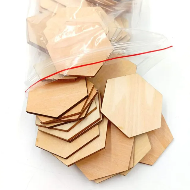 Milisten ART & CRAFTS Hexagones 6 cm formes en bois x50 brut