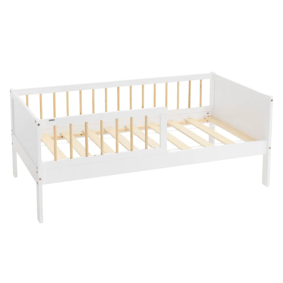 ECD Germany Kinder lit enfant pin 70x140 blanc naturel sommier