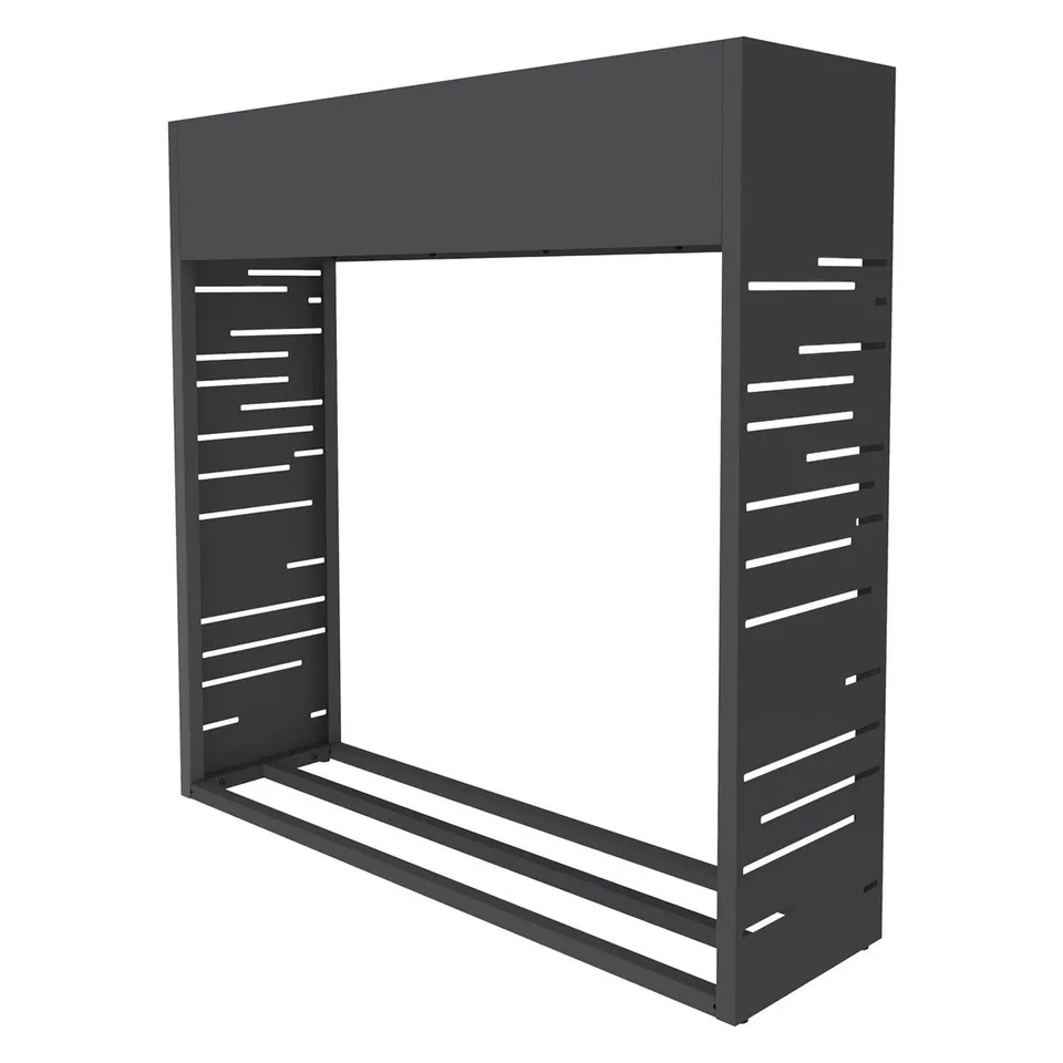ECD Germany Garten porte-bûches 112x111 cm anthracite avec jardinière