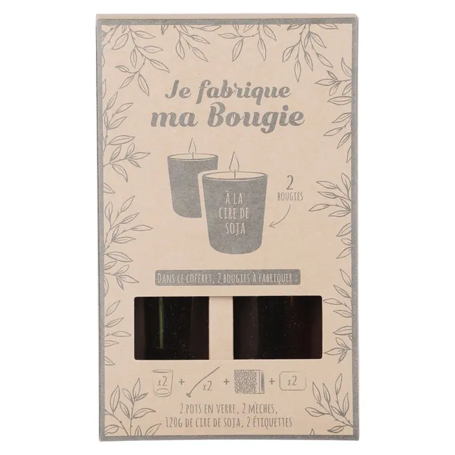 Coffret bougies Cire de soja DIY 2 pots verre