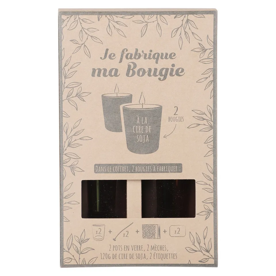 Coffret bougies Cire de soja DIY 2 pots verre