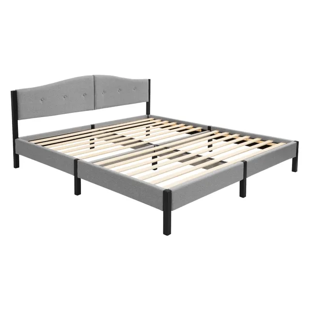 ECD Germany ML-Design lit capitonné gris 180x200 sans matelas