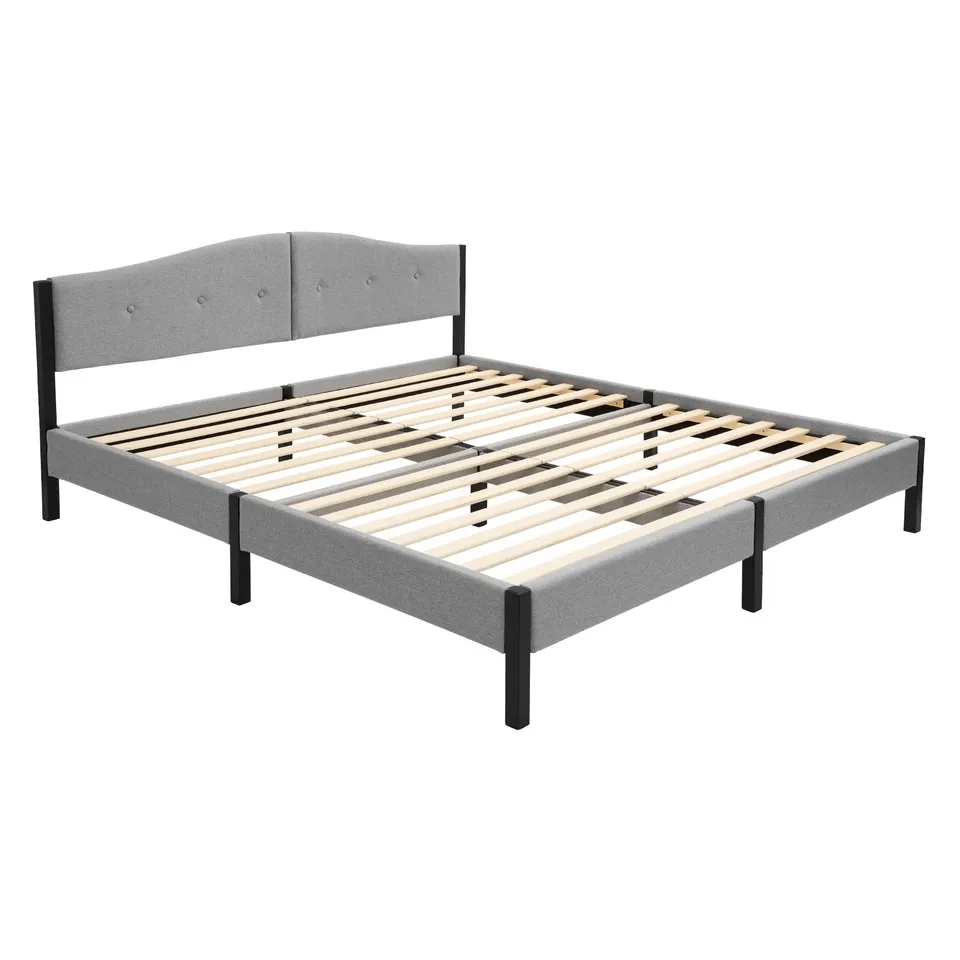 ECD Germany ML-Design lit capitonné gris 180x200 sans matelas