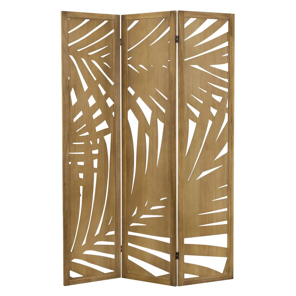 ECD Germany Sapporo Paravent bois 170x121 cm marron 3 pans