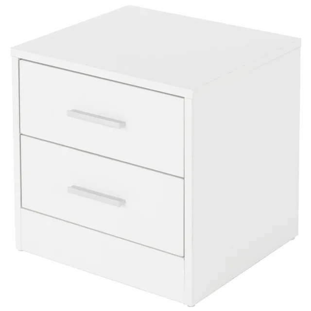ECD Germany Möbel table de chevet 38x37x34 blanc 2 tiroirs