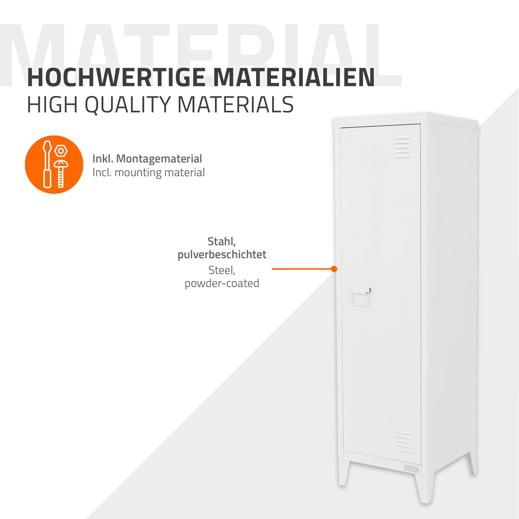 ECD Germany Werkstatt armoire métal blanc 38x38x137,5 cm 1 porte