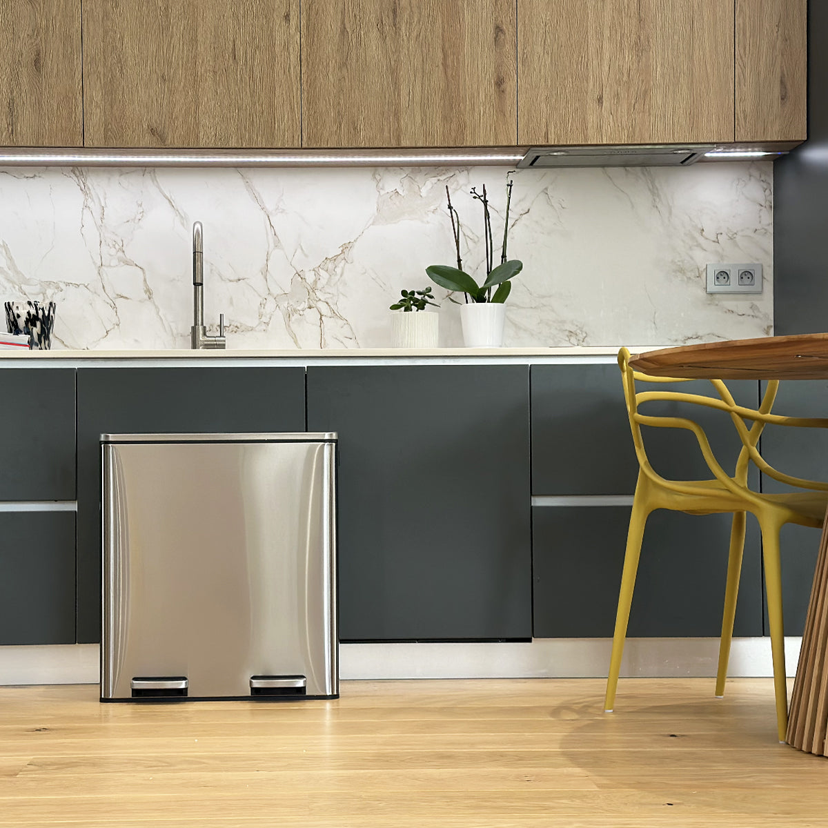 Red Deco Major poubelle cuisine 60L 2x30L inox à pédale