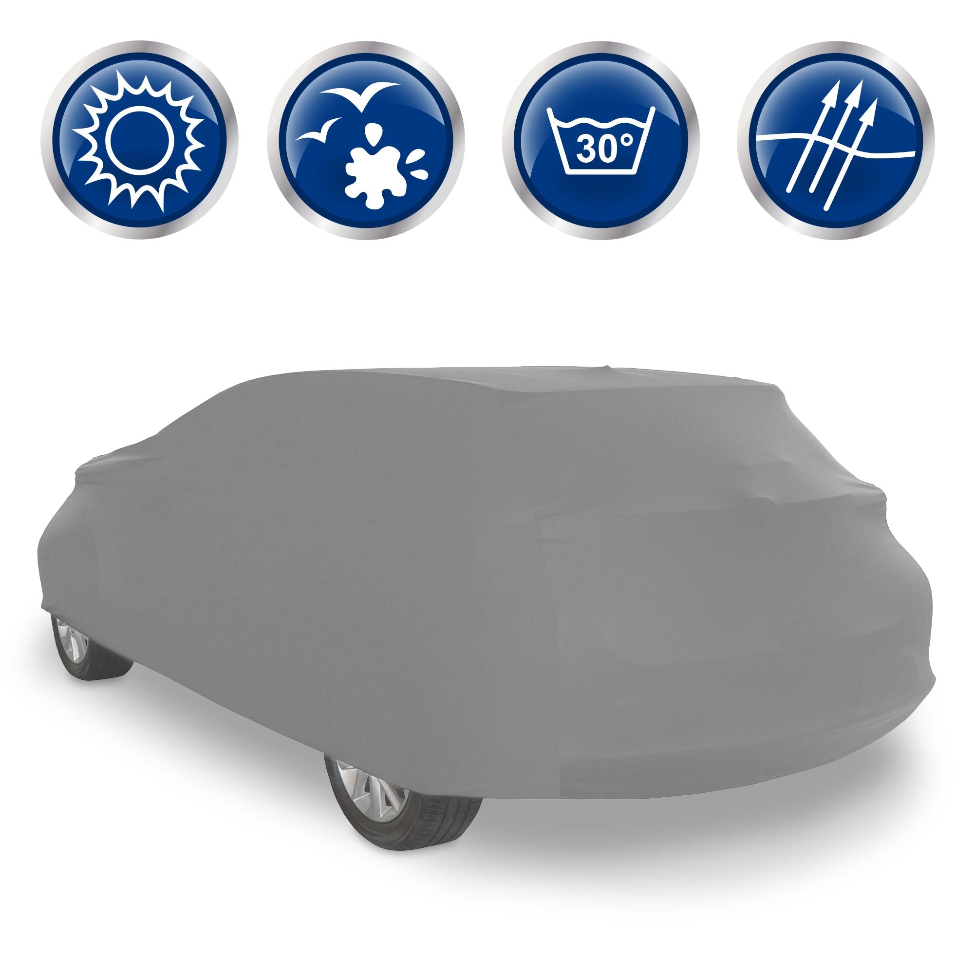 ECD Germany Housse voiture compacte grise 405x155x125 cm
