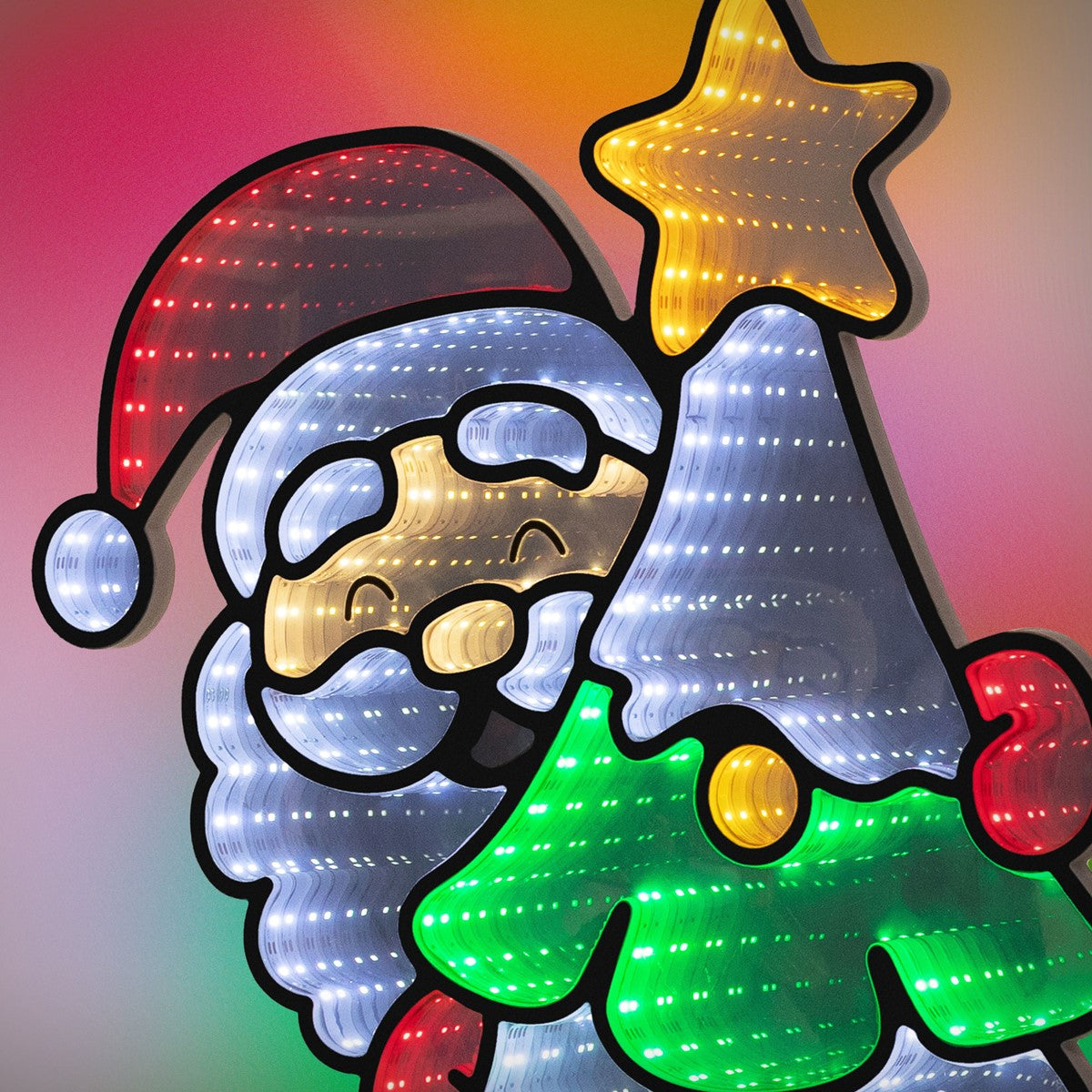 ECD Germany sapin Noël LED 58x80 cm miroir infini Père Noël